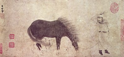 Hest og brudgom om vinteren (blekk på papir) av Zhao Mengfu Chao Meng Fu or
