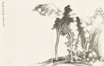 Landskap og blomster, album med seks blader av Zhu da Bada Shanren