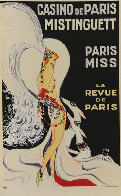 Casino i Paris. Mistinguett. Paris frøken, 1930. av Zig