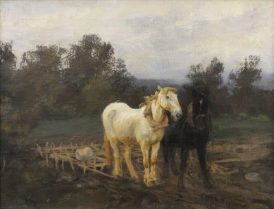 Hester med harv, tidlig på 1900-tallet av Zigmas Petravičius