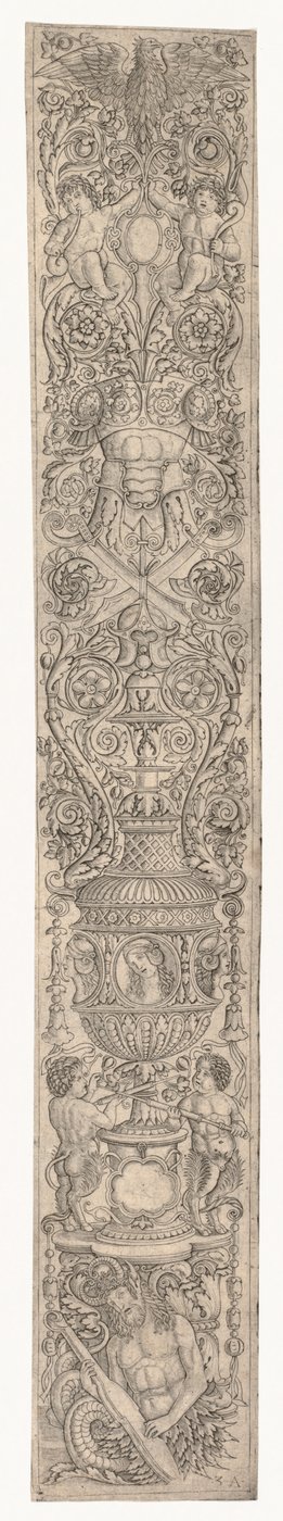 Ornamentpanel: Triton og Two Infant Satyrs av Zoan Andrea