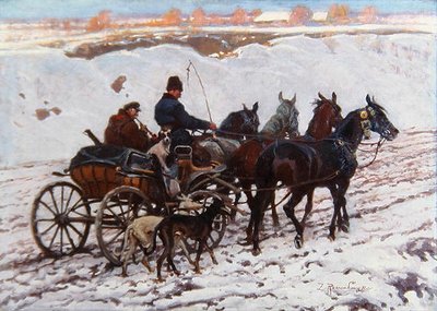 Hestevogn (olje på lerret) av Zygmunt Rozwadowski