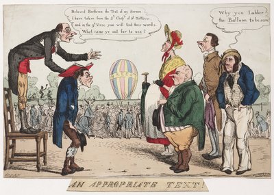 'An Appropriate Text!', satirisk ballongskisse, c 1842 av Frederick (attr. to) Barnard