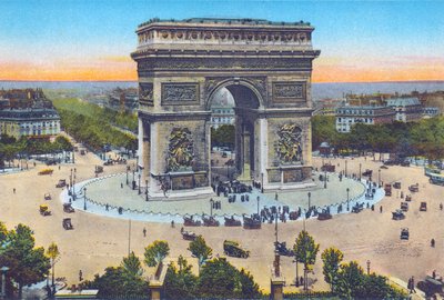 Arc de Triomphe, fra 'Souvenirs De Paris - Monuments Views in Colors' (farge litho) av Hippolyte Lalaise Devéria