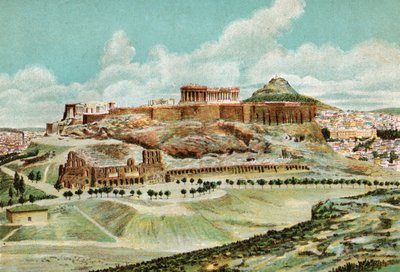 Athen, rundt 1920 (litografi) av . .