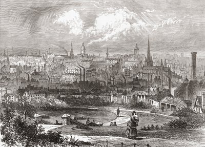 Birmingham, West Midlands, England på slutten av 1800-tallet, fra Our Own Country publisert 1898 av Ferdinand Georg Waldmuller