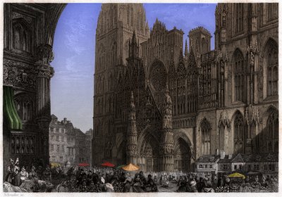 Cathedrale de Rouen, rundt 1850 (gravering) av . .