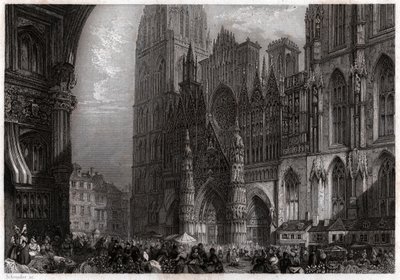 Cathedrale de Rouen, rundt 1850 (gravering) av . .