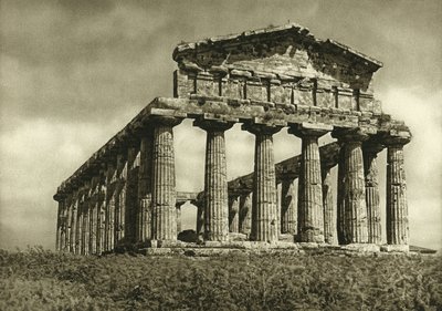 Ceres tempel i Paestum, bygget i 500 f.Kr av Ferdinand Georg Waldmuller