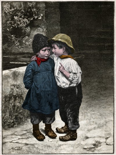 Barnas diskusjon. 1901 (gravering) av . .