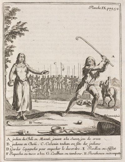 Chilensk indianer som spiller en type hockey av Frederick (attr. to) Barnard