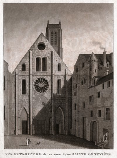 Sainte Genevieve-kirken, tidlig på 1800-tallet (gravering) av . .