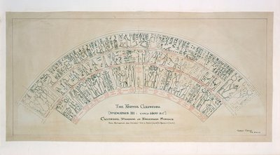 Klokker, vann ÔKarnak Clepsydra', egyptisk himmeldiagram, ca 1400 f.Kr. av Frederick (attr. to) Barnard