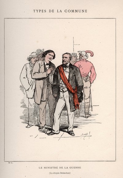 Paris Commune: kostyme fra THE MINISTER OF LA WAR - LE CITIZEN DELESCLUZE (6) i "" Les Communeux av Frederick (attr. to) Barnard