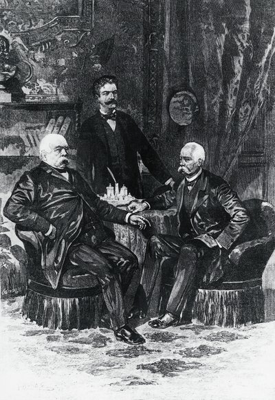 Konferanse mellom Otto von Bismarck (1815-1898) og Francesco Crispi (1819-1901) i Friedrichsruhe, oktober 1887, Tyskland av William Walcutt