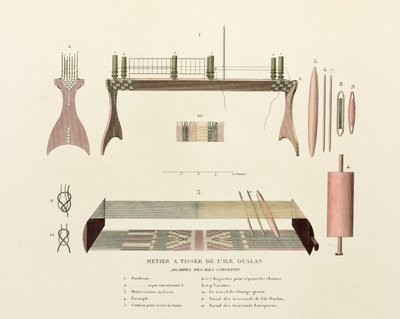 Bomull og silke, vevvev fra Oualan, Caroline Islands av Frederick (attr. to) Barnard