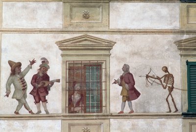 Dødedansen, freskomaleri, Milesi-huset, Cassiglio, Lombardia, Italia av Georg Carl Heinrich Dollmann