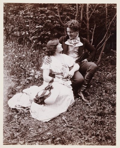 Edwardiansk portrett, par i kjole fra 1800-tallet av John Pardon