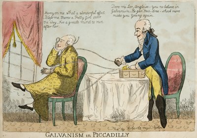 Elektroterapi 'Galvanism in Piccadilly', ca 1800 av Frederick (attr. to) Barnard