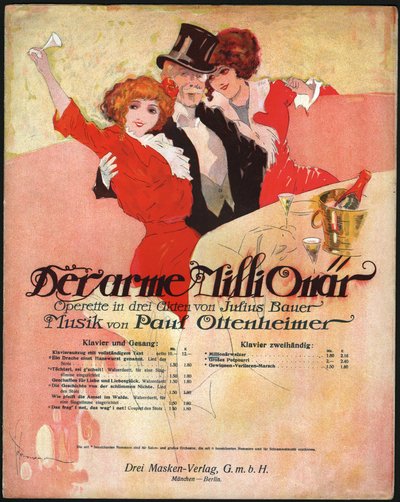 Elegant mann omgir vakre kvinner i Belle Epoque. ca. 1913 (illustrasjon) av . .