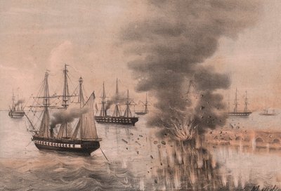 Eksplosjon av Anconas lanterne ved siden av havet, beleiring av Ancona av William Walcutt