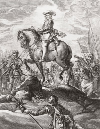 Ferdinand av Østerrike ledet tropper over Alpene, juli 1634 av . .