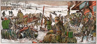 Gullsøkere på et gruvested i Ontario. 1926 (illustrasjon) av . .
