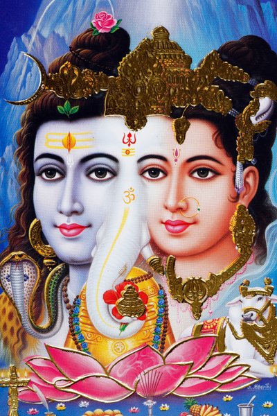 Hindu-guden Shiva og gudinnen Parvathi. av . .