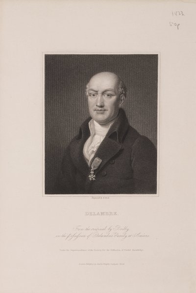 Jean Baptiste Joseph Delambre , fransk astronom, ca 1810-tallet av Frederick (attr. to) Barnard