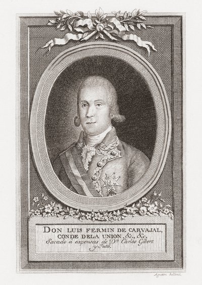 Luis Fermín de Carvajal, greve av unionen. Portrett. av . .