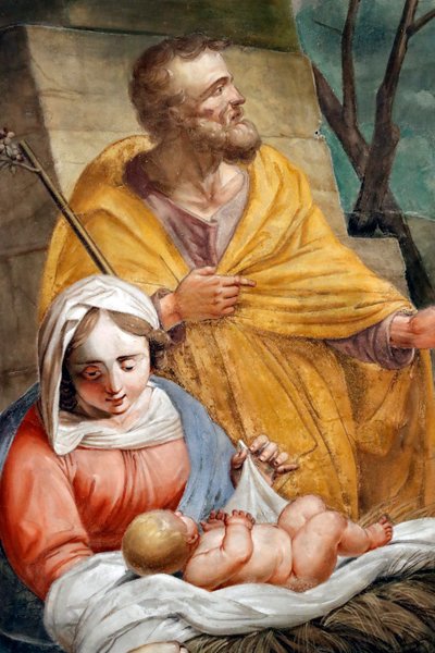 Julekrybbe. Hellig familie. Santa Maria delle Vigne-basilikaen. Genova. Italia. av . .