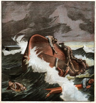 Forlis av en båt i Middelhavet. Forlis i Middelhavet. av Ferdinand Georg Waldmuller