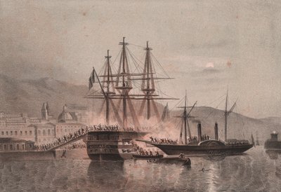 Det napolitanske fartøyet Monarca angrepet av Tuckery, i havnen i Castellammare av William Walcutt