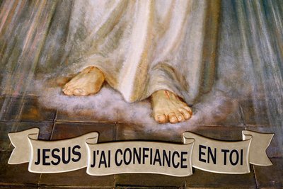 Notre Dame de Plainpalais kirke. Jesus den guddommelige barmhjertighet, jeg stoler på deg. Frankrike. av . .