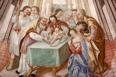 Our Lady of the Assumption of Cordon kirke. Fresco. Kristi omskjæring. Frankrike. Frankrike. av . .
