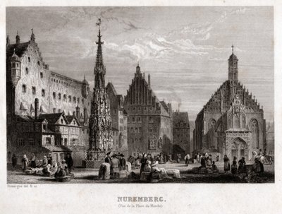 Nürnberg, rundt 1830 (gravering) av . .