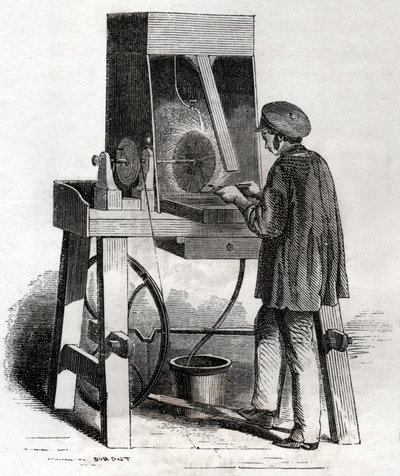Arbeider i gullsmedbutikken. Arbeider i sølvsmed. av Frederick (attr. to) Barnard