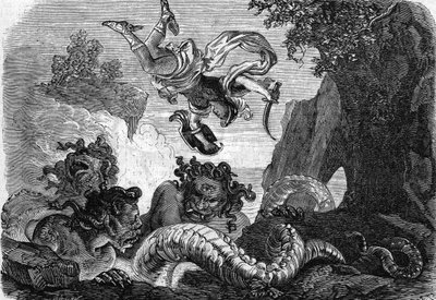 Perseus kjemper mot Gorgon av . .