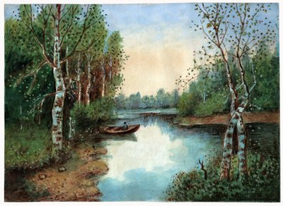 Dam med båt, ca 1930 av . .