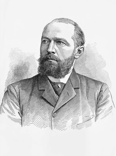 Portrett av Emil von Behring (1854-1917), tysk fysiolog og bakteriolog, Nobelprisen i kjemi i 1901, gravering av William Walcutt