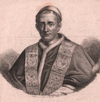 Portrett av pave Gregor XVI (1765-1846), etsning og burin, fra levende tegning, Roma, 5. februar av William Walcutt