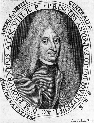Portrett av prins Antonio Ottoboni (1646-1710), general for den pavelige hær, gravering av William Walcutt