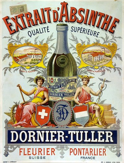 Annonse for Ornier Tuller absint, kromolitografi 1890 av Frederick (attr. to) Barnard