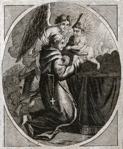 Saint Anthony of Padua, tidlig på 1800-tallet (gravering) av . .