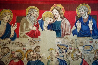 Saint Mark museum. Tapet i ull med episoder fra Kristi lidenskap. Det siste måltid. av . .