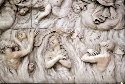 Santa Maria delle Vigne-basilikaen. Den siste dommen, i helvete. Skulptur. Genova. Italia. av . .