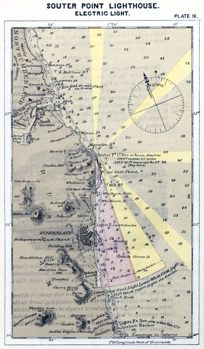 'Souter Point fyrtårn av Frederick (attr. to) Barnard