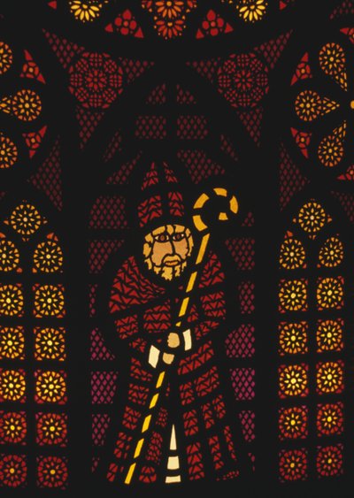 St Nicholas, glassmaleri i Kusnacht-kirken, kantonen Zürich, Sveits av William Walcutt