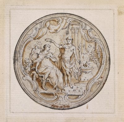 Studie av ornamental design for urkasse, By Moser, England av William Walcutt