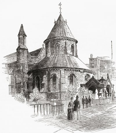 Temple Church, London, England, sett her på 1800-tallet. av . .